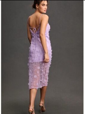 NWT Anthropologie Maeve Sleeveless Slip 3D Flowers Midi Dress